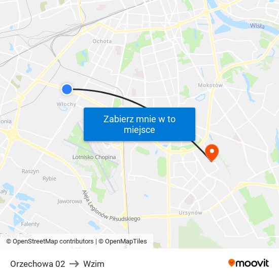 Orzechowa 02 to Wzim map