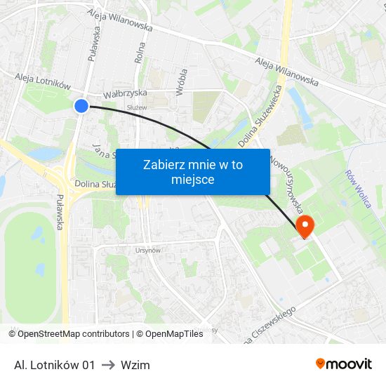 Al. Lotników 01 to Wzim map