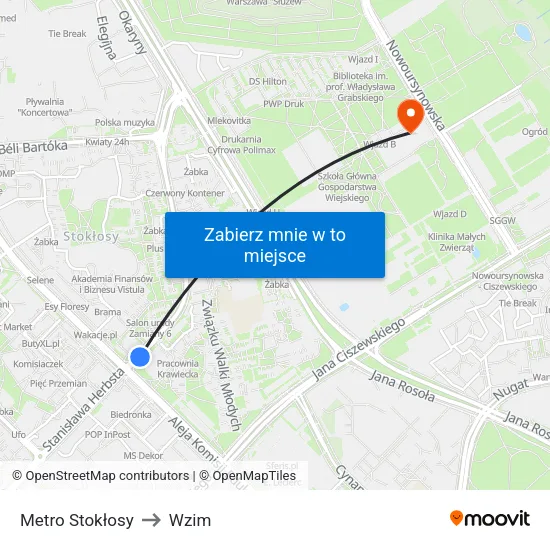 Metro Stokłosy to Wzim map