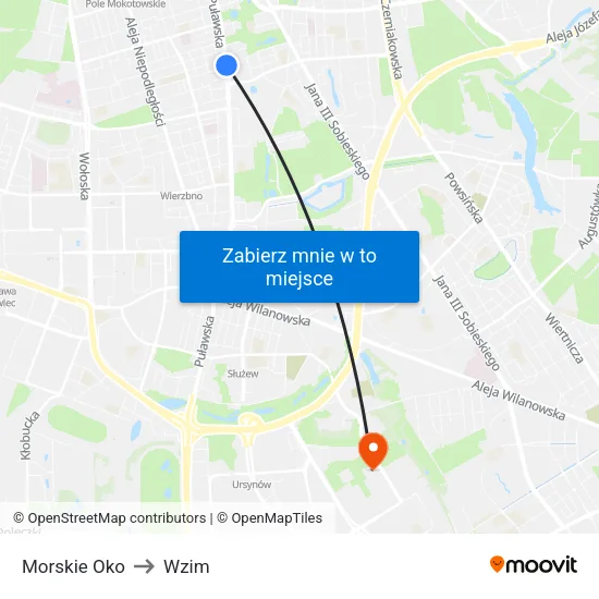 Morskie Oko to Wzim map