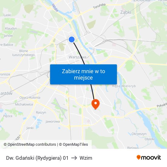 Dw. Gdański (Rydygiera) 01 to Wzim map