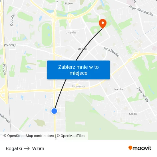 Bogatki to Wzim map