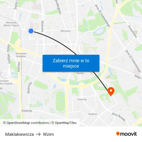 Maklakiewicza to Wzim map