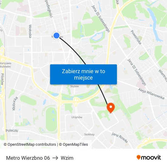 Metro Wierzbno 06 to Wzim map