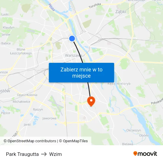 Park Traugutta to Wzim map