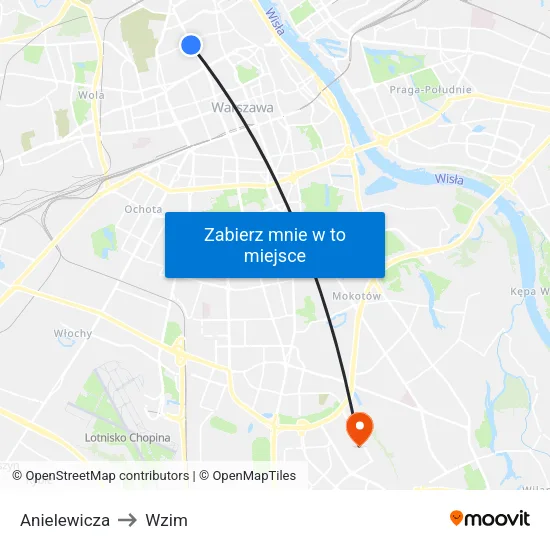 Anielewicza to Wzim map