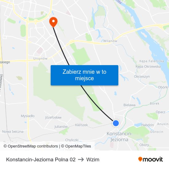 Konstancin-Jeziorna Polna 02 to Wzim map