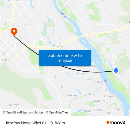 Józefów Nowa Wieś to Wzim map