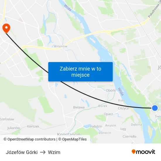 Józefów Górki to Wzim map