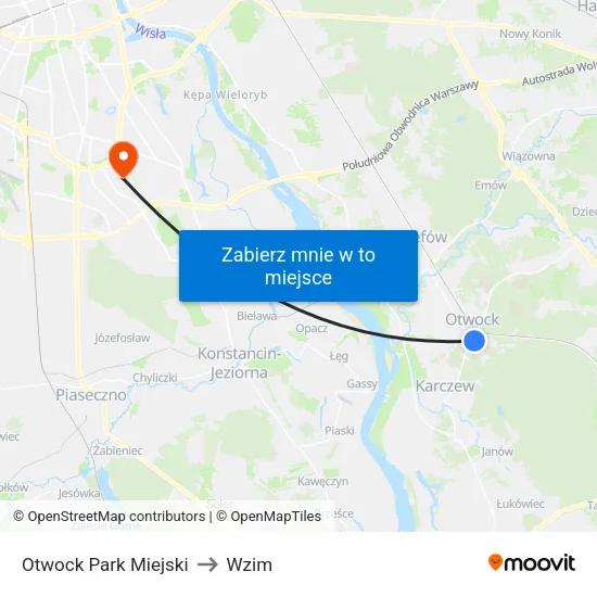 Otwock Park Miejski to Wzim map