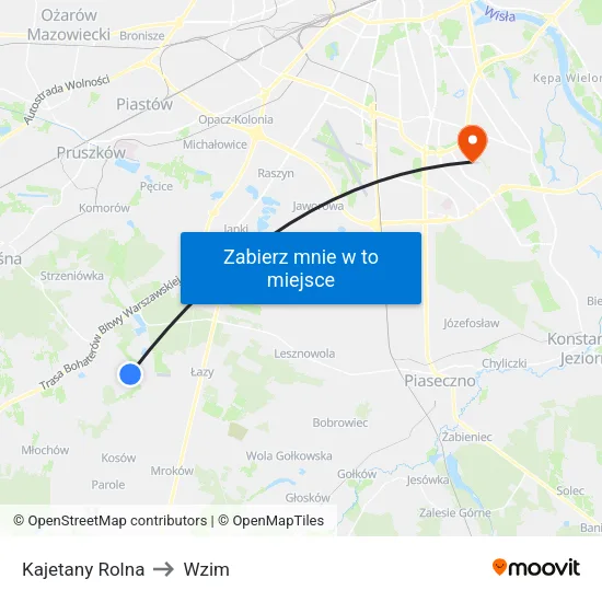 Kajetany Rolna to Wzim map