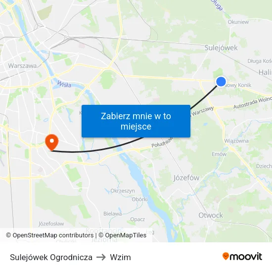Sulejówek Ogrodnicza to Wzim map