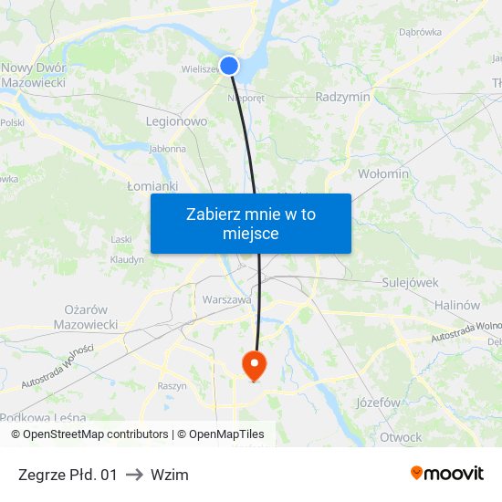 Zegrze Płd. to Wzim map