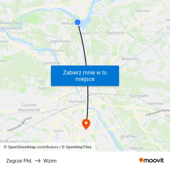 Zegrze Płd. to Wzim map