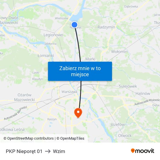 PKP Nieporęt to Wzim map