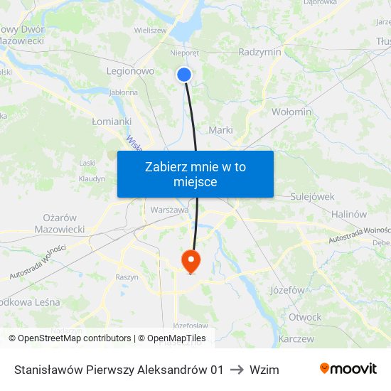 Stanisławów Pierwszy Aleksandrów to Wzim map