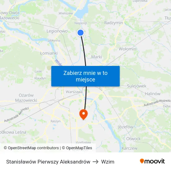 Stanisławów Pierwszy Aleksandrów to Wzim map