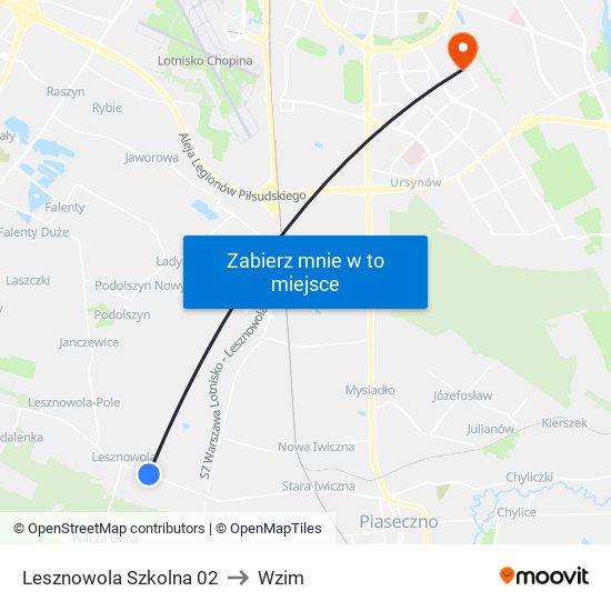 Lesznowola Szkolna 02 to Wzim map