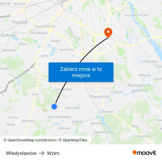 Władysławów to Wzim map