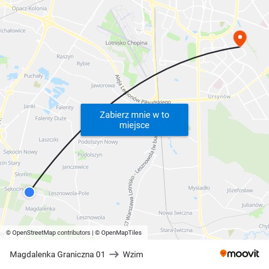 Magdalenka Graniczna 01 to Wzim map