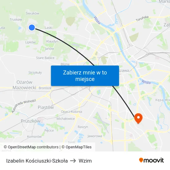 Izabelin Kościuszki - Szkoła to Wzim map