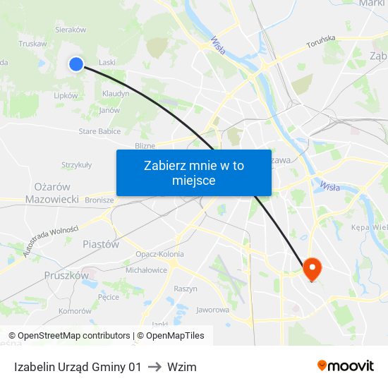 Izabelin Urząd Gminy 01 to Wzim map