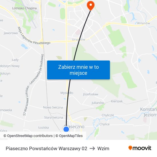 Piaseczno Powstańców Warszawy 02 to Wzim map