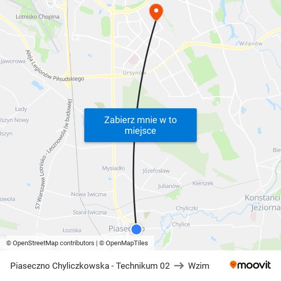 Piaseczno Chyliczkowska - Technikum 02 to Wzim map