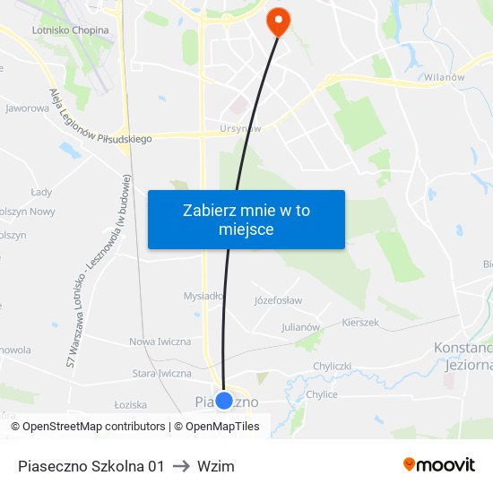 Piaseczno Szkolna 01 to Wzim map