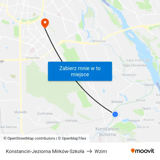 Konstancin-Jeziorna Mirków - Szkoła to Wzim map