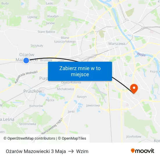 Ożarów Mazowiecki 3 Maja to Wzim map