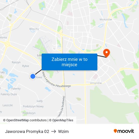 Jaworowa Promyka 02 to Wzim map