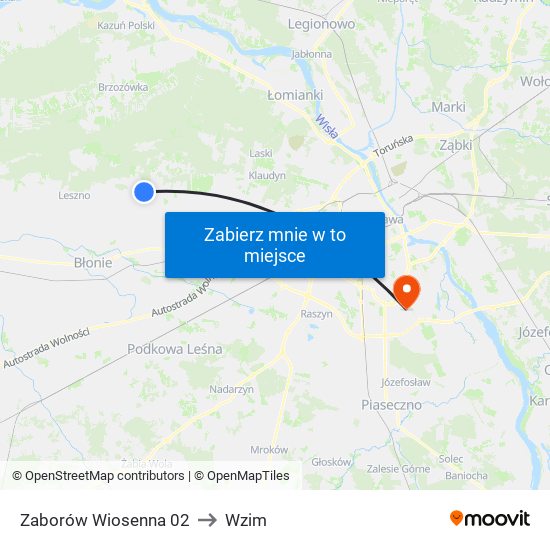 Zaborów Wiosenna 02 to Wzim map