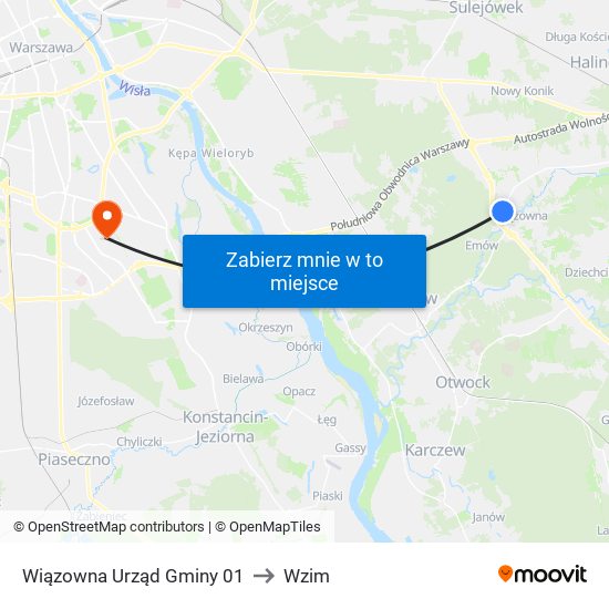 Wiązowna Urząd Gminy 01 to Wzim map