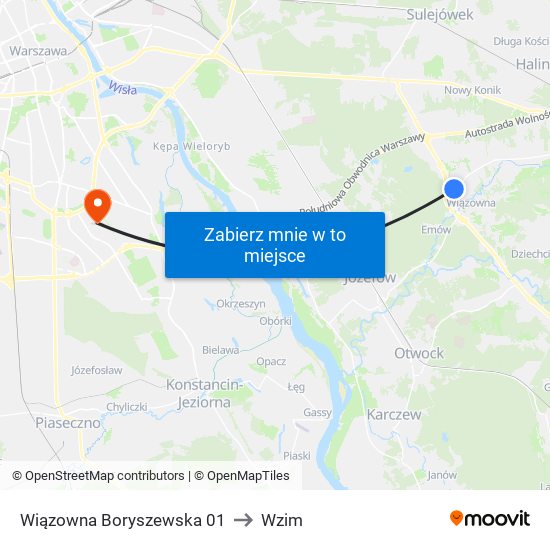 Wiązowna Boryszewska 01 to Wzim map