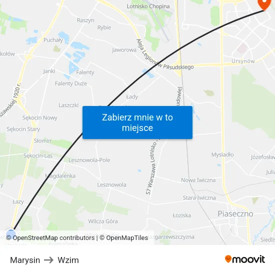 Marysin to Wzim map