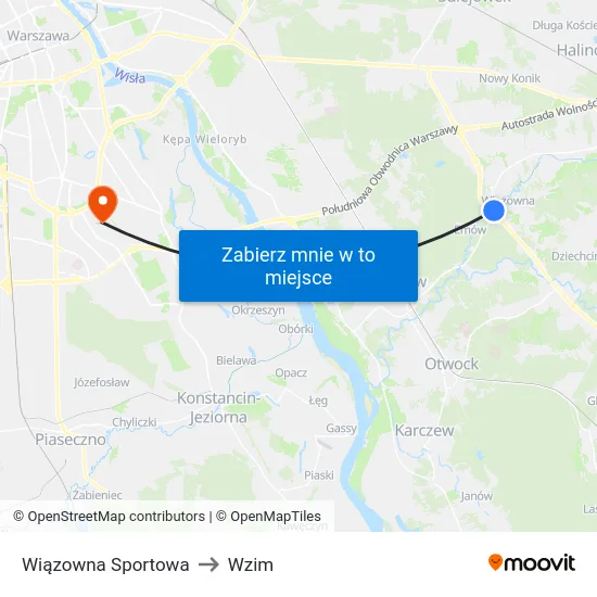 Wiązowna Sportowa to Wzim map