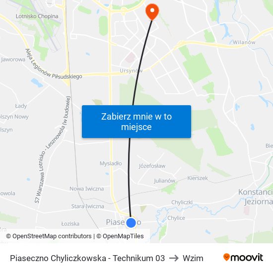 Piaseczno Chyliczkowska-Technikum to Wzim map