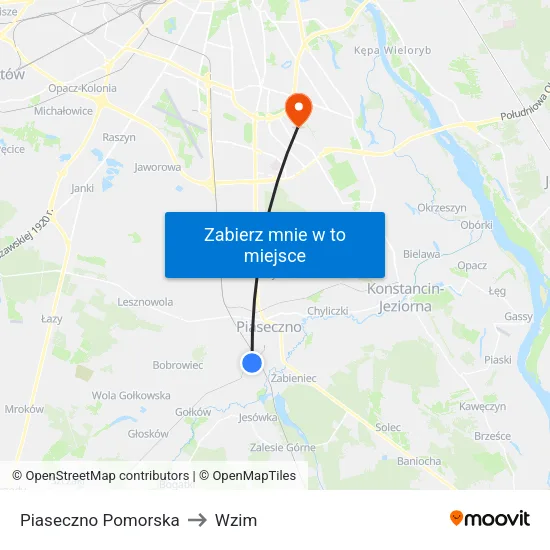 Piaseczno Pomorska to Wzim map
