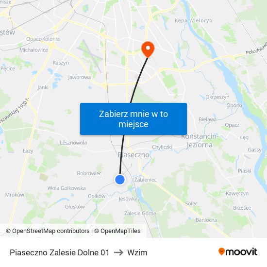 Piaseczno Zalesie Dolne 01 to Wzim map