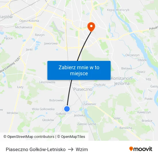 Piaseczno Gołków - Letnisko to Wzim map