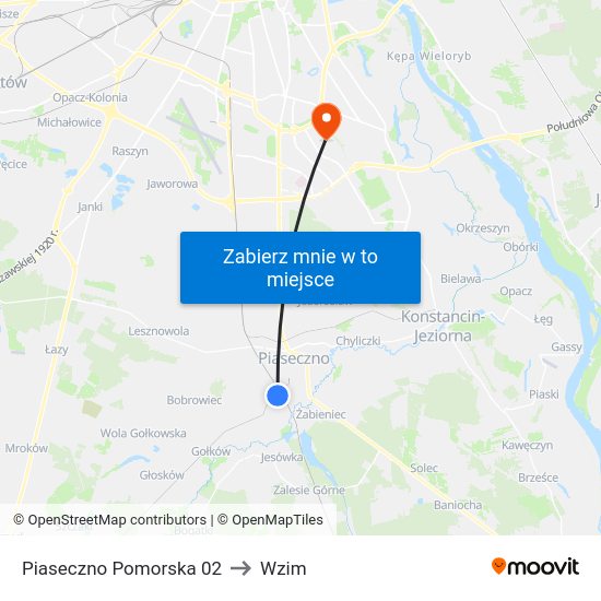 Piaseczno Pomorska to Wzim map