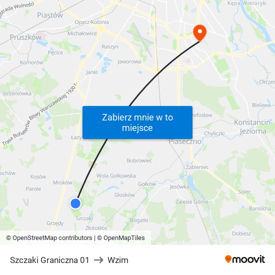 Szczaki Graniczna 01 to Wzim map