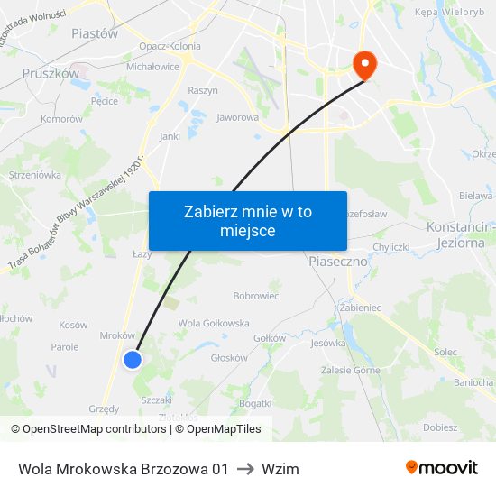 Wola Mrokowska Brzozowa 01 to Wzim map