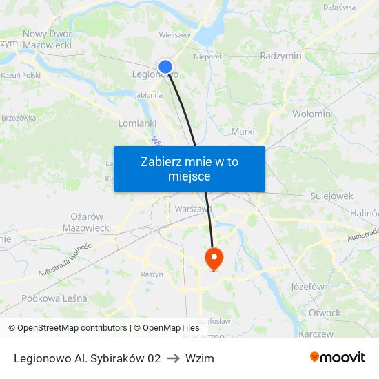 Legionowo Al. Sybiraków 02 to Wzim map