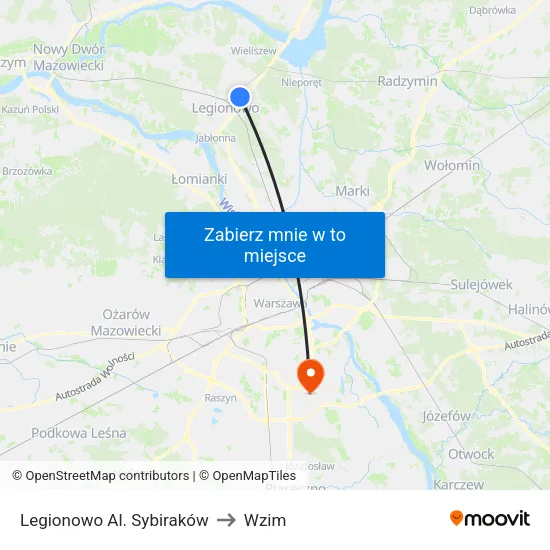 Legionowo Al. Sybiraków to Wzim map