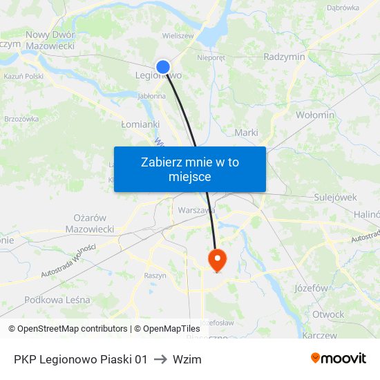 PKP Legionowo Piaski 01 to Wzim map