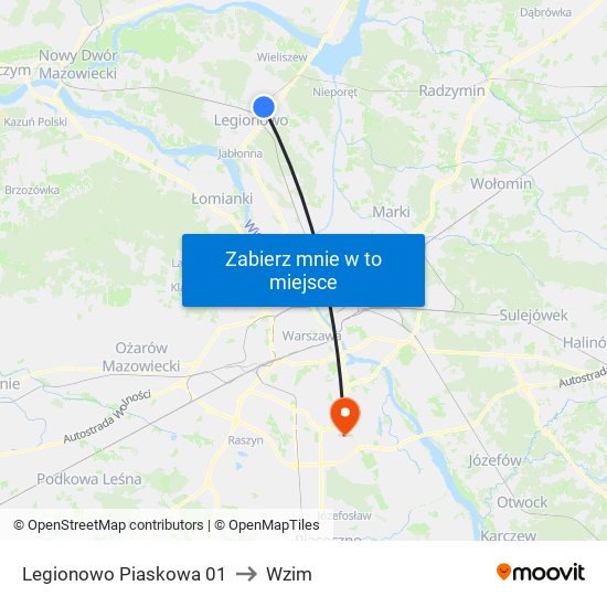 Legionowo Piaskowa 01 to Wzim map