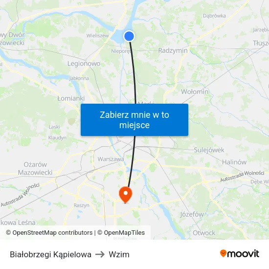 Białobrzegi Kąpielowa to Wzim map