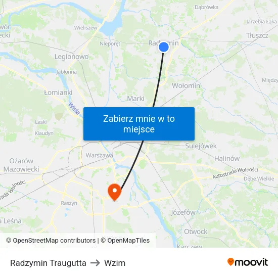 Radzymin Traugutta to Wzim map